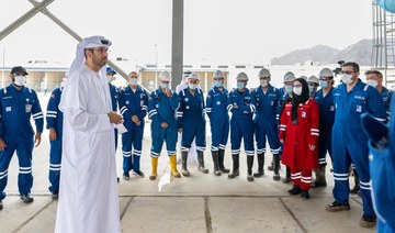 ADNOC Managing Director and CEO Dr. Sultan Al-Jaber visited the Fujairah terminal. (Twitter/@AdnocGroup)