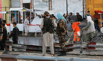 Taliban fighters stand guard at the site of a blast in Kabul, Afghanistan, August 6, 2022. (REUTERS)