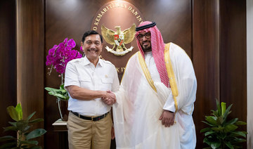 Faisal bin Fadel Al-Ibrahim meets with Indonesian minister Luhut Binsar Pandjaitan in Jakarta. (SPA)
