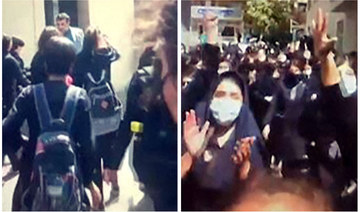 Iranian girls heckle member of feared paramilitary force