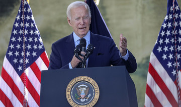 U.S. President Joe Biden speaks with dignitaries and employees at ViaSat on November 4, 2022 in Carlsbad, California. (AFP)
