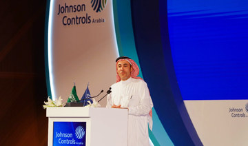 Mohannad Al Sheikh, CEO of Johnson Controls Arabia speaks during “Innovation for a sustainable tomorrow” conference in Riyadh. 