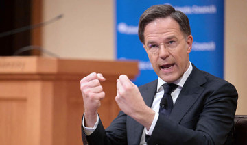 Dutch Prime Minister Mark Rutte speaks at Georgetown University in Washington, DC, on January 17, 2023. (AFP)