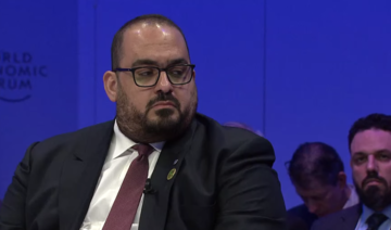 Minister of Economy and Planning Faisal Alibrahim speaking on the global tax reform panel at the World Economic Forum in Davos. 