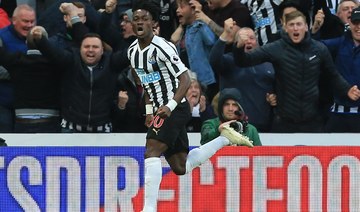  Newcastle United’s former midfielder Christian Atsu celebrates after scoring a goal. (File/AFP)