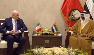 Italian Defense Minister Guido Crosetto meets with his Emirati counterpart in Abu Dhabi on Tuesday. (Italy MoD)