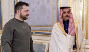 Saudi Arabia’s Foreign Minister Prince Faisal bin Farhan is hosted by Ukrainian President Volodymyr Zelensky. (SPA)