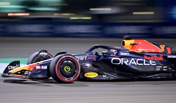 Red Bull Racing’s Dutch driver Max Verstappen drives at the Sakhir Circuit in Bahrain during the Grand Prix weekend.