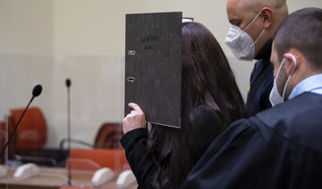 Defendant Jennifer W. arrives in a courtroom for her trial in Munich, Germany, Oct. 25, 2021. (File/AP)