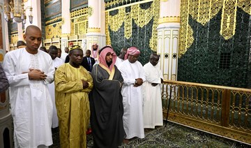 The President of Guinea-Bissau Umaro Sissoco Embalo visits the Prophet’s Mosque in Madinah. (SPA)