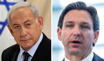 Israeli Prime Minister Benjamin Netanyahu (L) and Florida Gov. Ron DeSantis. (AP)
