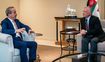 King Abdullah II of Jordan is interviewed by Ghassan Charbel, editor-in-chief of Asharq Al-Awsat newspaper. (Supplied)