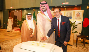 Bangladesh ambassador Dr. Mohammad Javed Patwary cutting cake with Mayor of Riyadh Prince Faisal bin Abdulaziz bin Ayyaf. 