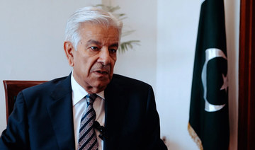 Pakistani Defense Minister Khawaja Muhammad Asif speaks to Arab News at the Ministry of Defense in Islamabad on May 25, 2023. 