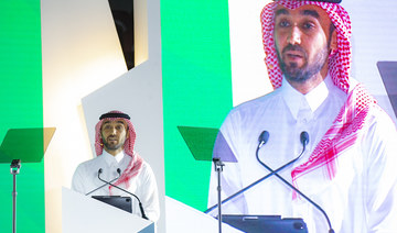 Saudi Minister of Sport Prince Abdulaziz bin Turki Al-Faisal speaking at the press conference on Monday. (Twitter/@GSA_KSA)