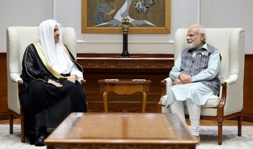 Muslim World League Secretary-General Mohammed bin Abdulkarim Al-Issa meets with Indian Prime Minister Narendra Modi on Tuesday.