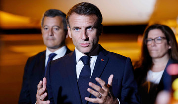 France's President Emmanuel Macron gestures as he speaks after arriving in Noumea on July 24, 2023. (AFP)