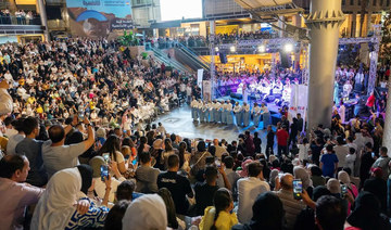 The Saudi National Orchestra and Choir performed at Abdali Boulevard in Amman as part of the 37th Jerash Festival. (SPA)