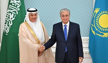 Kazakhstan’s President Kassym-Jomart Tokayev meets with the Saudi minister of environment, water and agriculture in Astana. (SPA