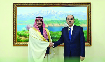 Abdullah Aripov receives Sultan Al-Marshad in Tashkent. (Supplied)