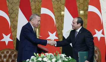 Turkiye’s President Tayyip Erdogan and Egypt’s President Abdel Fattah El-Sisi attend a signing ceremony in Cairo, Egypt.