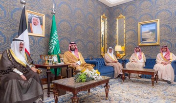 Saudi Arabia’s crown prince meets with Kuwaiti Prime Minister Sheikh Ahmad Abdullah Al-Ahmad Al-Sabah in Manama, Bahrain. (SPA)