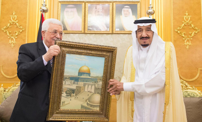 King Salman holds talks with Palestinian president