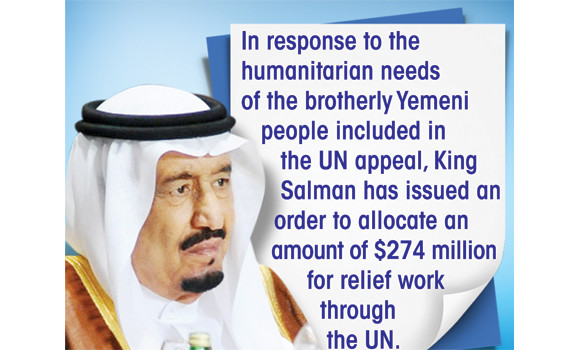 Kingdom pledges $274m for Yemen