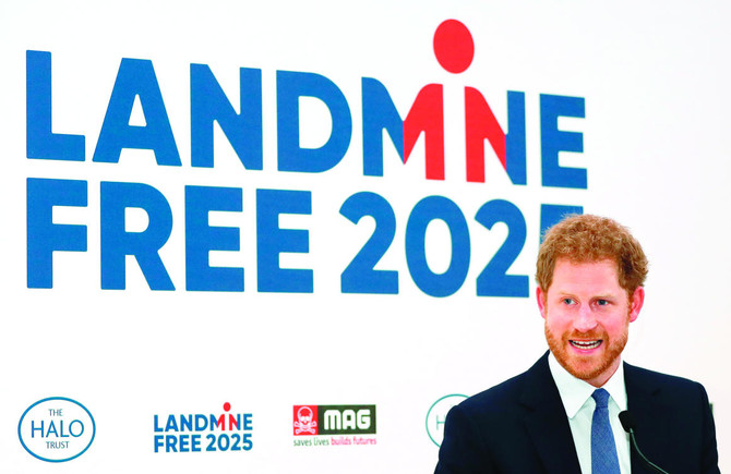 Honoring Diana, Prince Harry urges land mine-free world by 2025