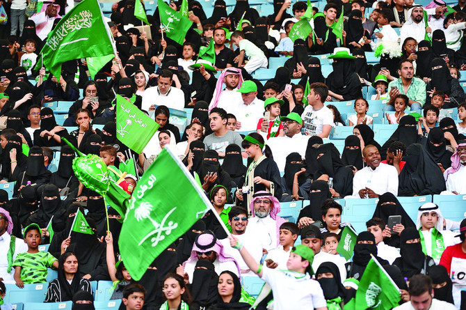 Women allowed into stadium as Saudi Arabia promotes national pride — part of reform push