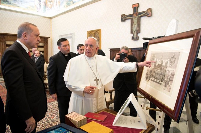 Erdogan and pope discuss Jerusalem as scuffles break out near Vatican