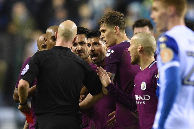Fa Expected To Act After Sergio Aguero Tangles With Wigan Fans Arab News