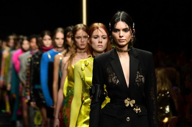 Bella Hadid walks the runway at the Versace show during Milan Fashion Week,  Spring/Summer 2020