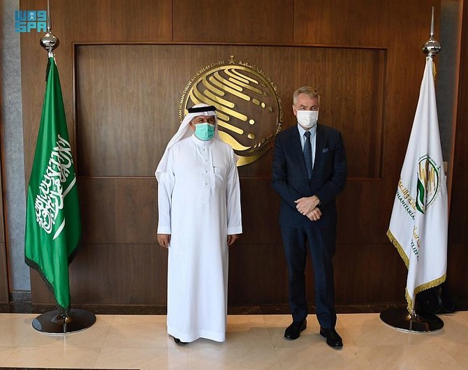 Supervisor General of the King Salman Humanitarian Aid and Relief Center (KSrelief) Dr. Abdullah Al-Rabeeah meets Finnish Foreign Minister Pekka Haavisto. (SPA)