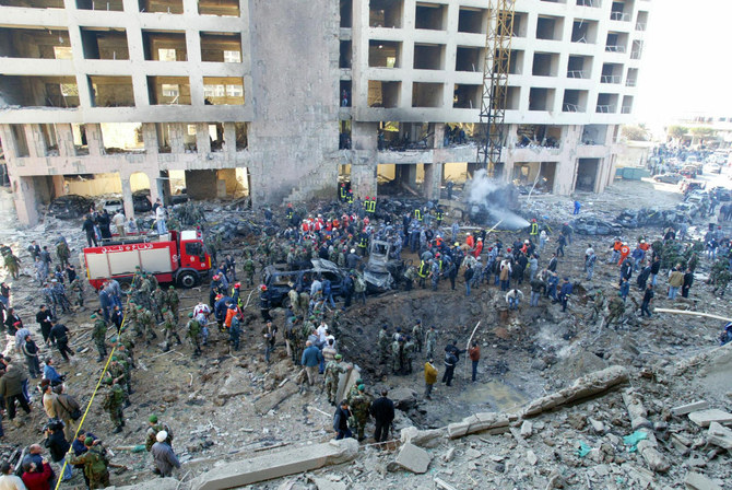 The devastating explosion in Beirut on  Feb. 14, 2005, brought widespread international condemnation. (AFP)