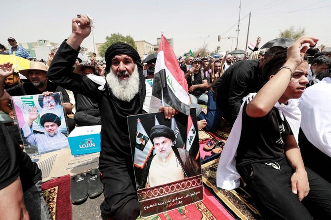 Sadr followers hold mass prayer outside Iraqi parliament in show of force