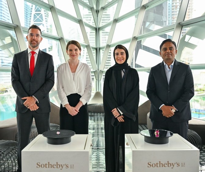 The jewelry pieces will be exhibited at Sotheby’s DIFC Gallery until May 26. (Supplied) Sotheby’s Dubai to exhibit two of the world’s rarest jewelry pieces