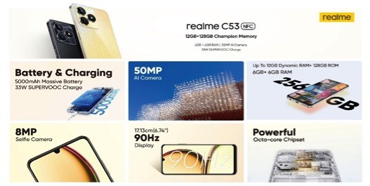 Móvil Realme C53 6.74 6GB 128GB NFC Dorado