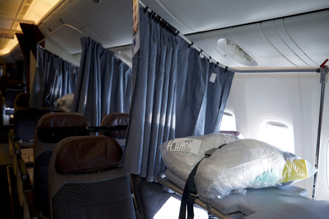 Etihad Airways flight turned into “flying hospital” for Gazan patients airlifted from Egypt’s Al-Arish to Abu Dhabi for further treatment. (AN Photo: Mohammed Fawzy) ‘Nothing like we have seen before’: medics describe Gaza injuries on UAE evacuation flight