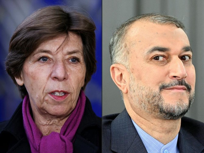 France's Minister of Europe and Foreign Affairs told her Iranian counterpart that France and Iran discuss risks to Mideast stability