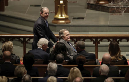 4 ex-presidents among hundreds at Barbara Bush’s funeral