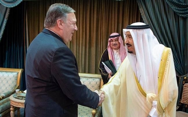 Saudi King Salman meets US Secretary of State Mike Pompeo