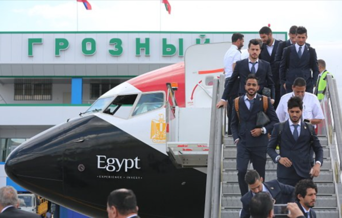 ‘The Pharaohs’ football team arrives in Russia for the World Cup