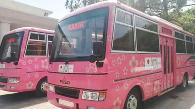 Women go ‘Pink’ with new buses in Mardan