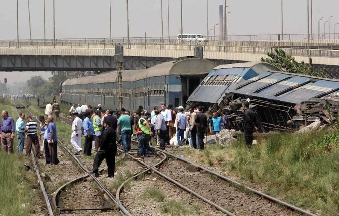 Passenger train derails near Egypt’s Giza, scores injured