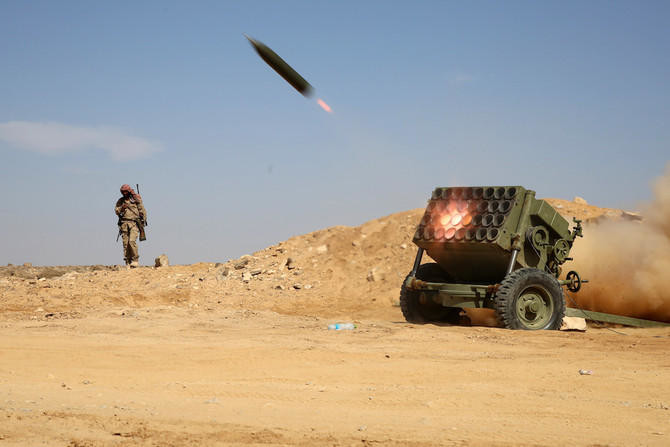 Saudi Royal Air Defense Forces intercept a ballistic missile launched by Yemen’s Houthi militia toward Jazan