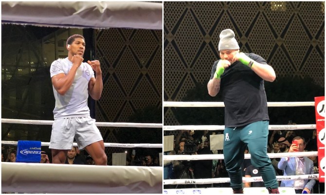 Andy Ruiz Jr. and Anthony Joshua focused on world heavyweight glory as they showcase skills at Riyadh public workout