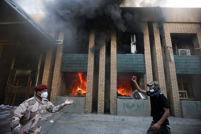 Pro-Iran protesters torch Kurd party offices in Baghdad