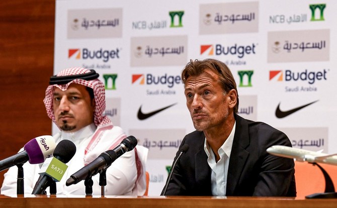 Herve Renard and Saudi Arabia's national team will be one of the few to get back to 2022 World Cup qualification action in March. (AFP/File Photo)