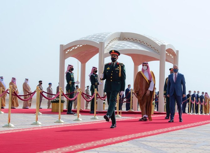 Iraqi Prime Minister Mustafa Al-Kadhimi arrived at King Khalid International Airport in Riyadh. (SPA)